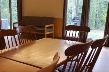Cabin dining room in Washington State Park, MO