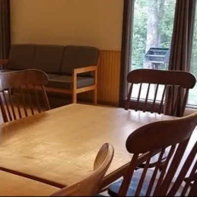 Cabin dining room in Washington State Park, MO